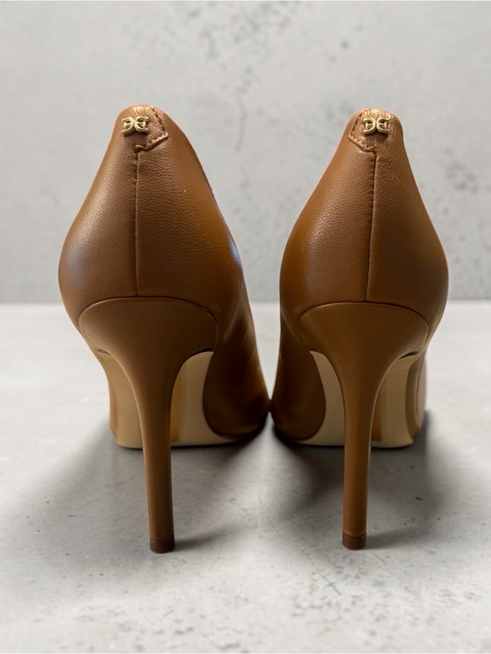 Sam Edelman Cognac Pointed-Toe Leather Pumps - Picture 4 of 6
